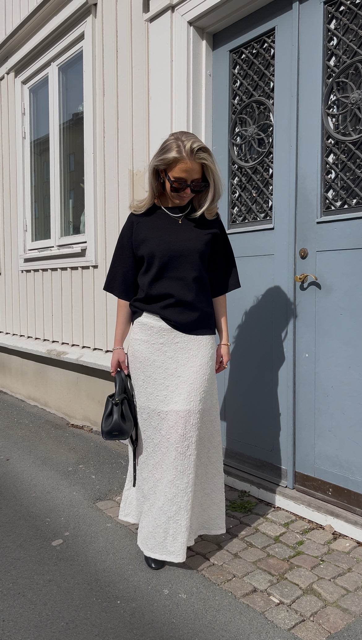 OBJMILIKA Long Skirt - Cloud Dancer
