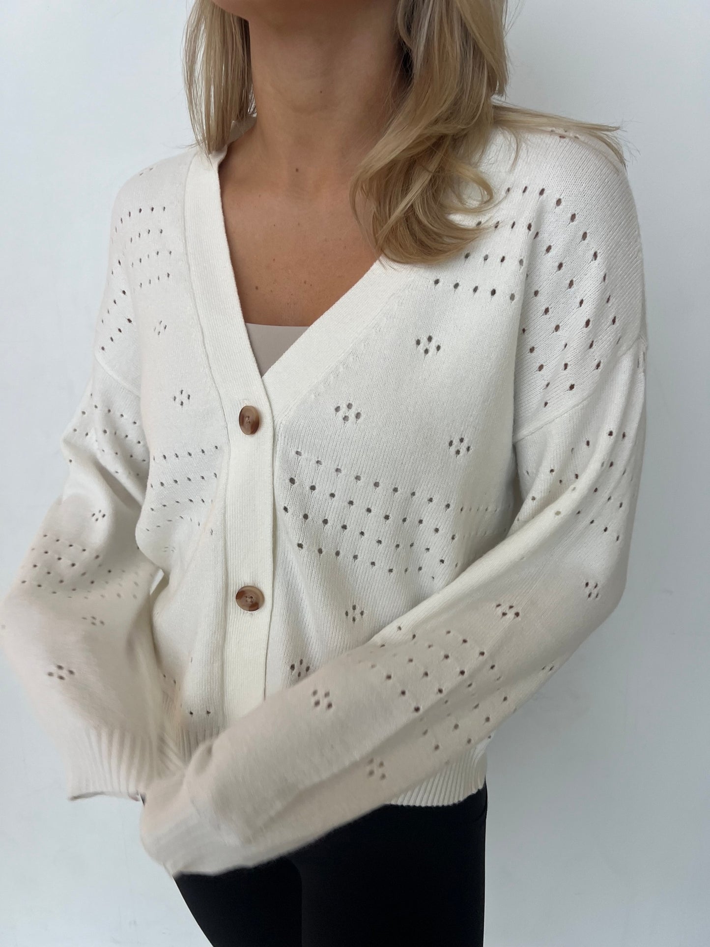 VIRIL Knit Cardigan - White Alyssum