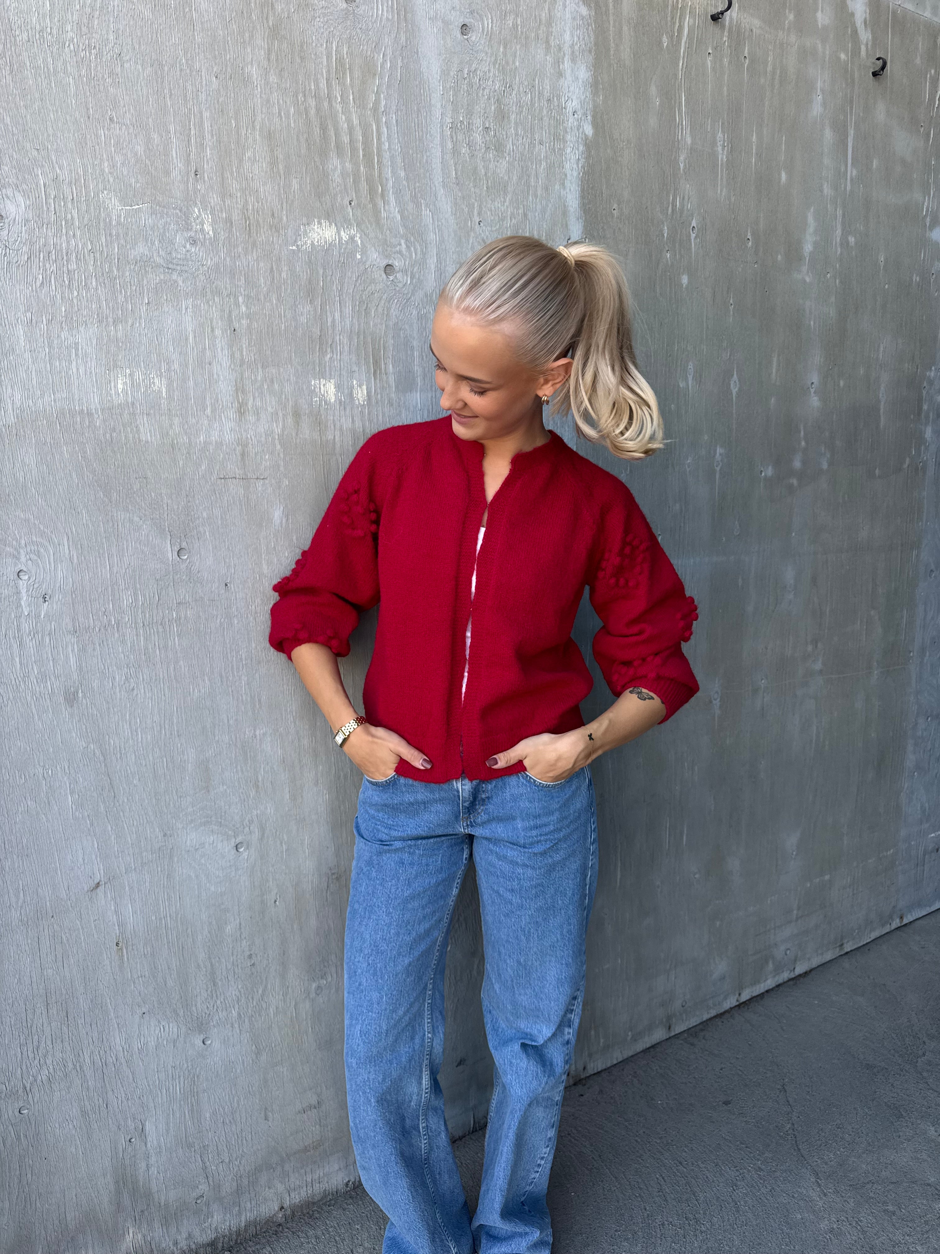 VIMERIT Knit Cardigan - Jester Red