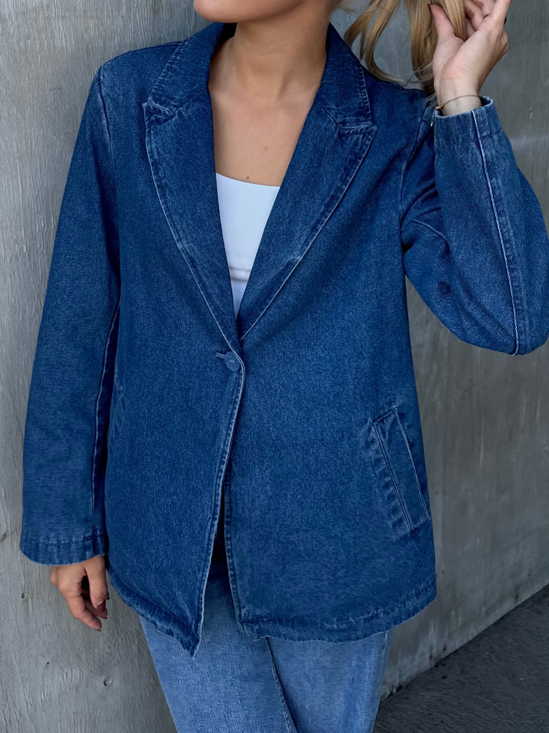 VIFILUCA Blazer - Medium Blue Denim