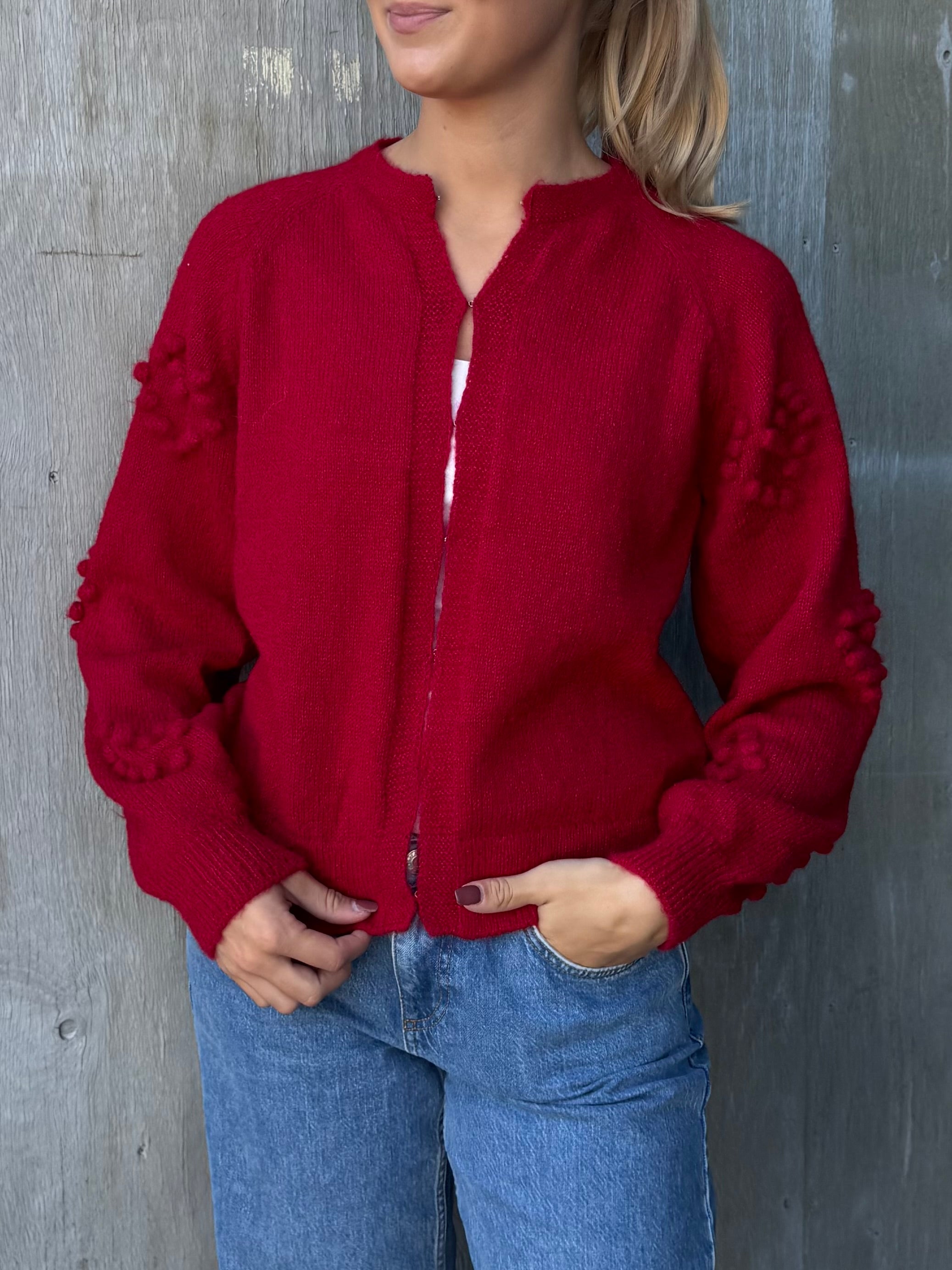 VIMERIT Knit Cardigan - Jester Red