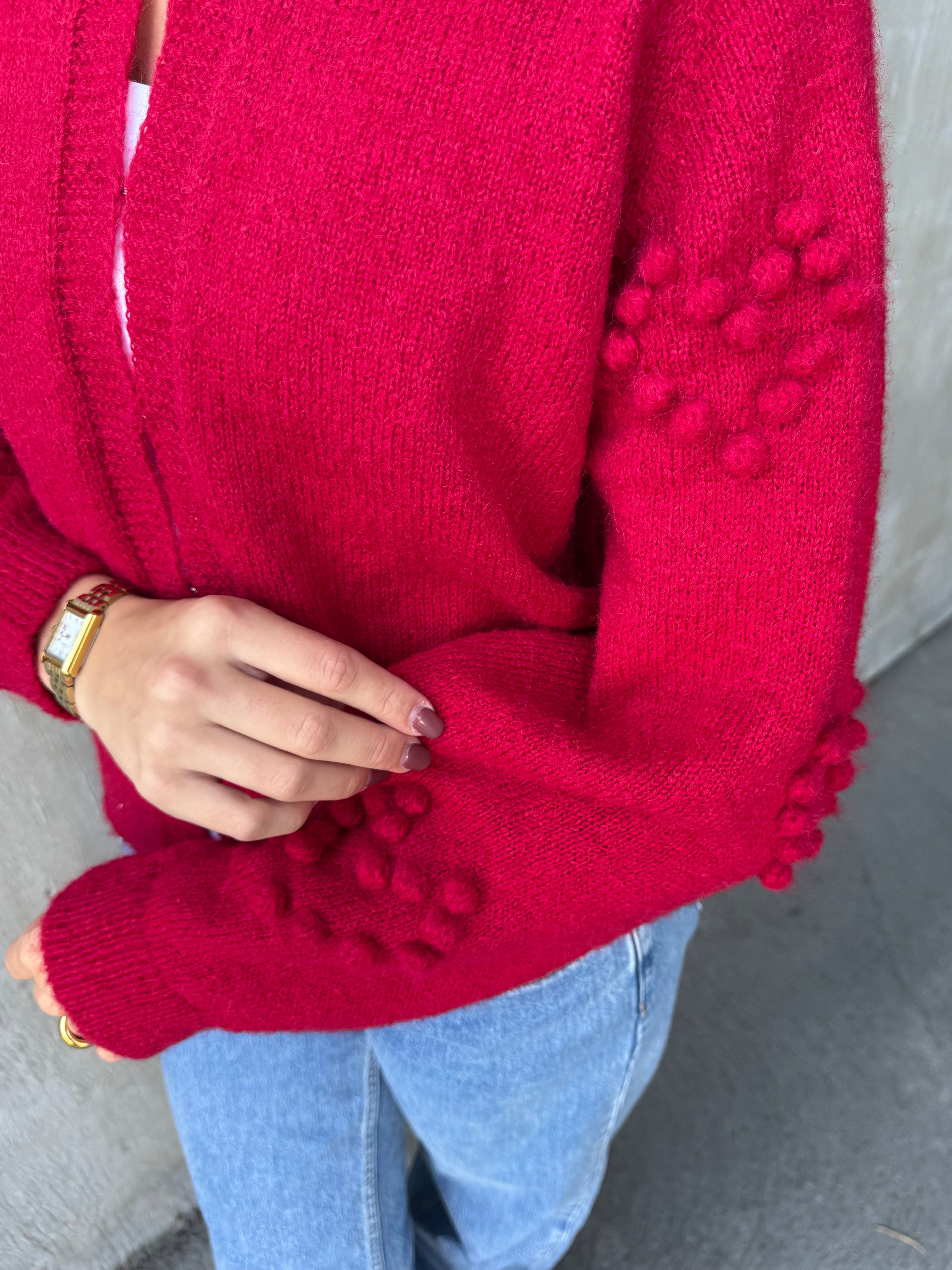 VIMERIT Knit Cardigan - Jester Red