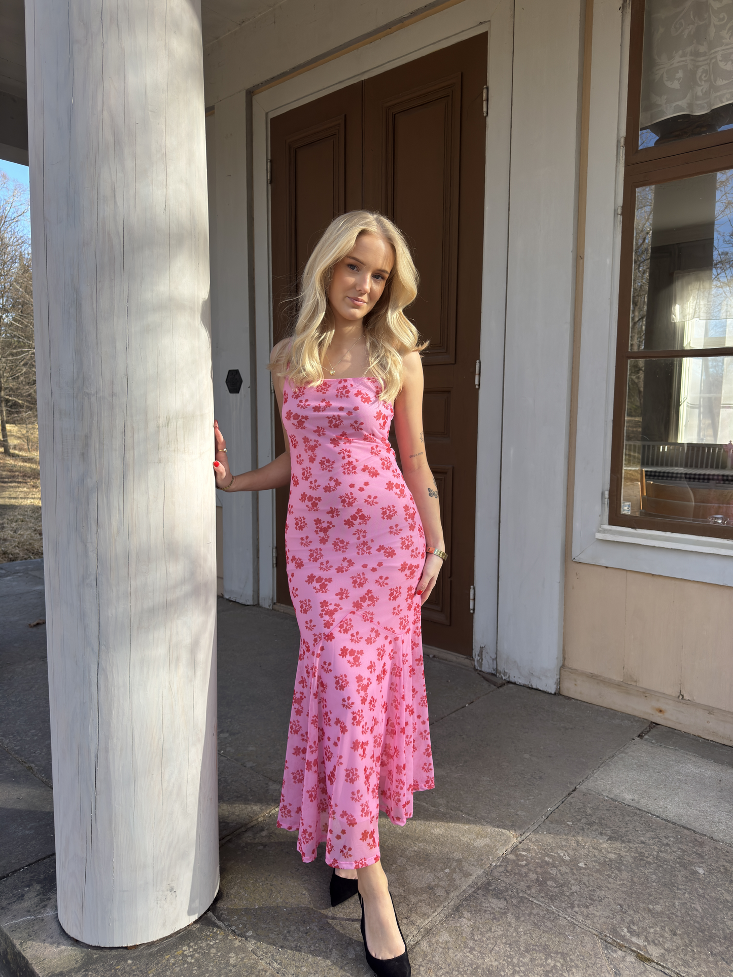 VISINE Long Dress - Pink Yarrow