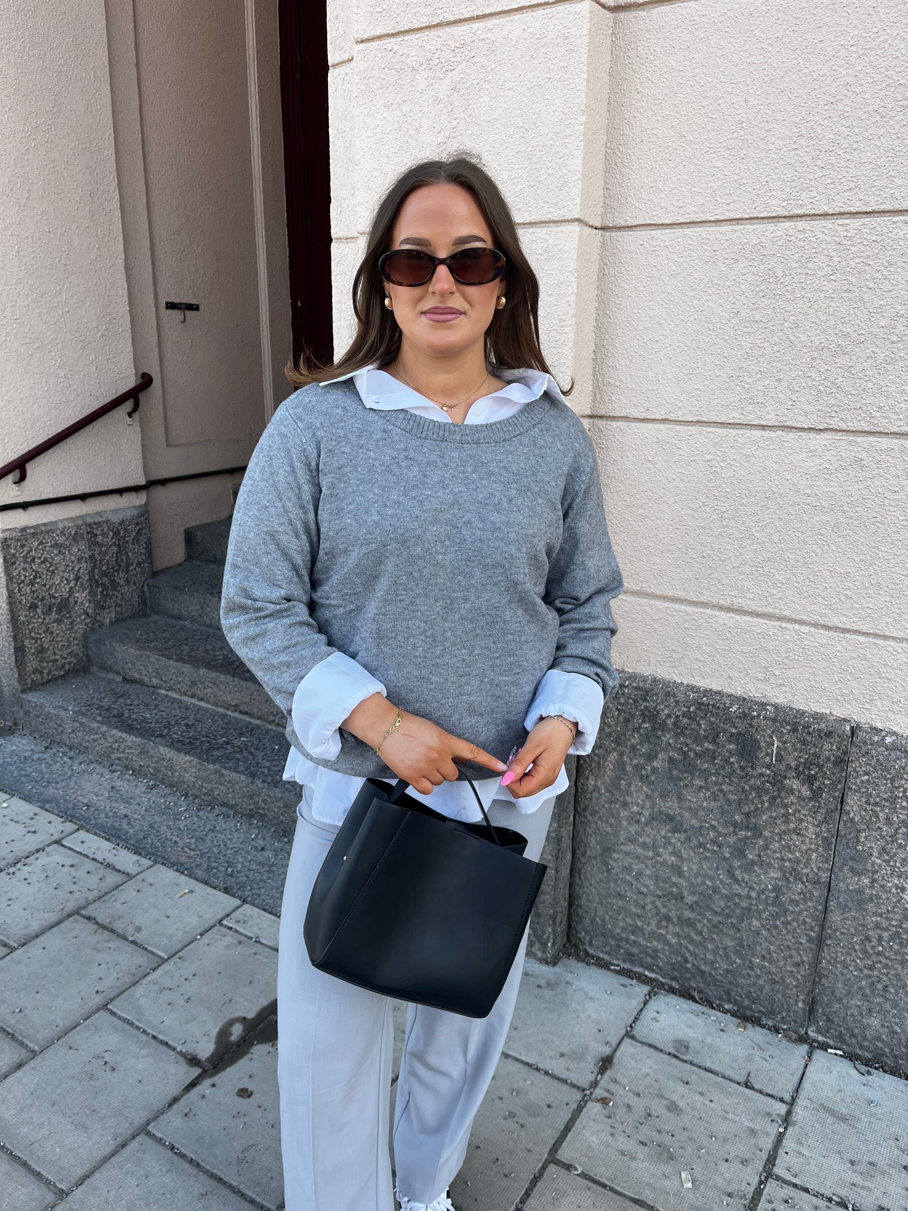 VIRIL Pullover - Medium Grey Melange