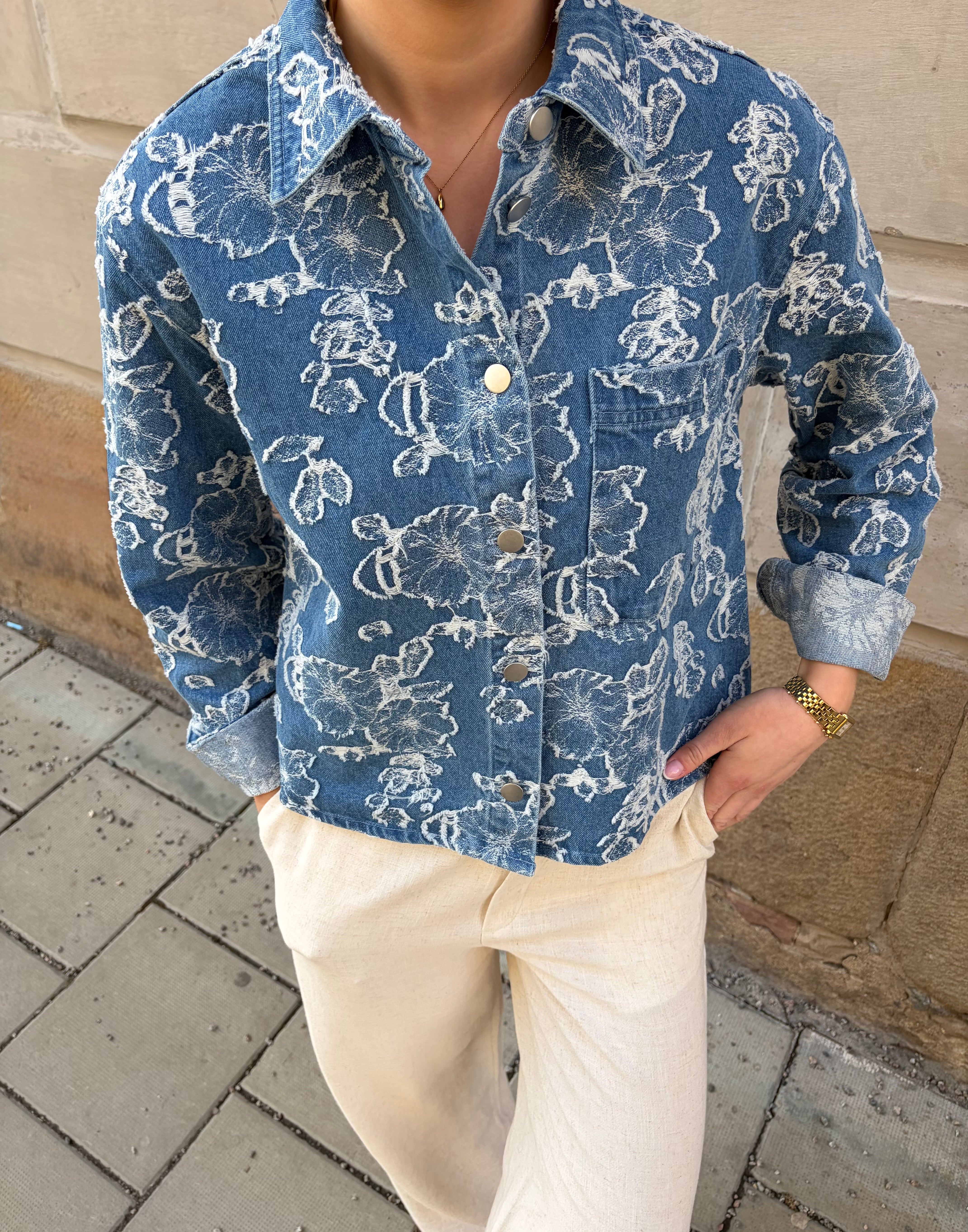 VIIANAIS Denim Jacket - Light Blue Denim