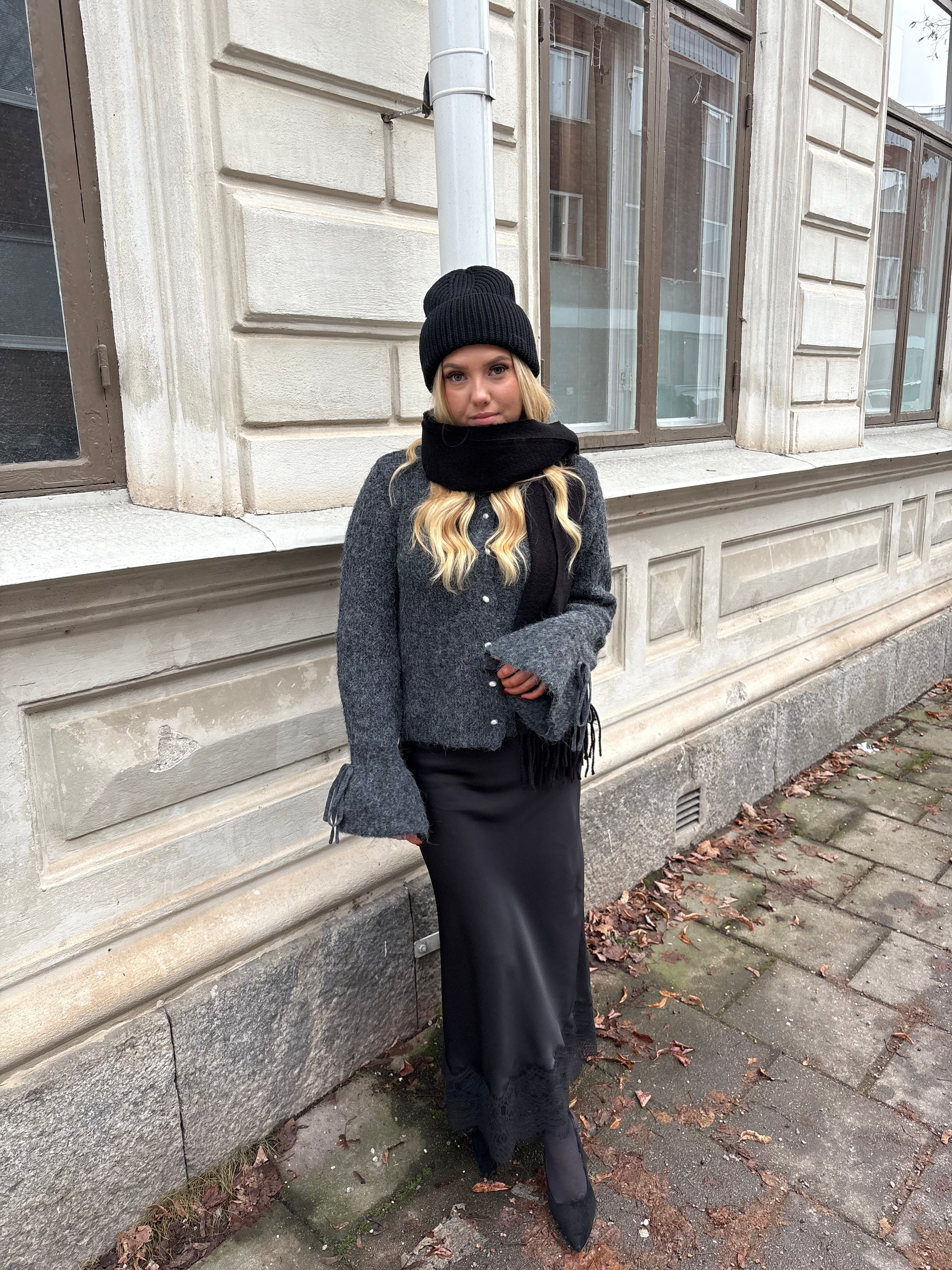 OBJSALIKA Knit Cardigan - Dark Grey Melange