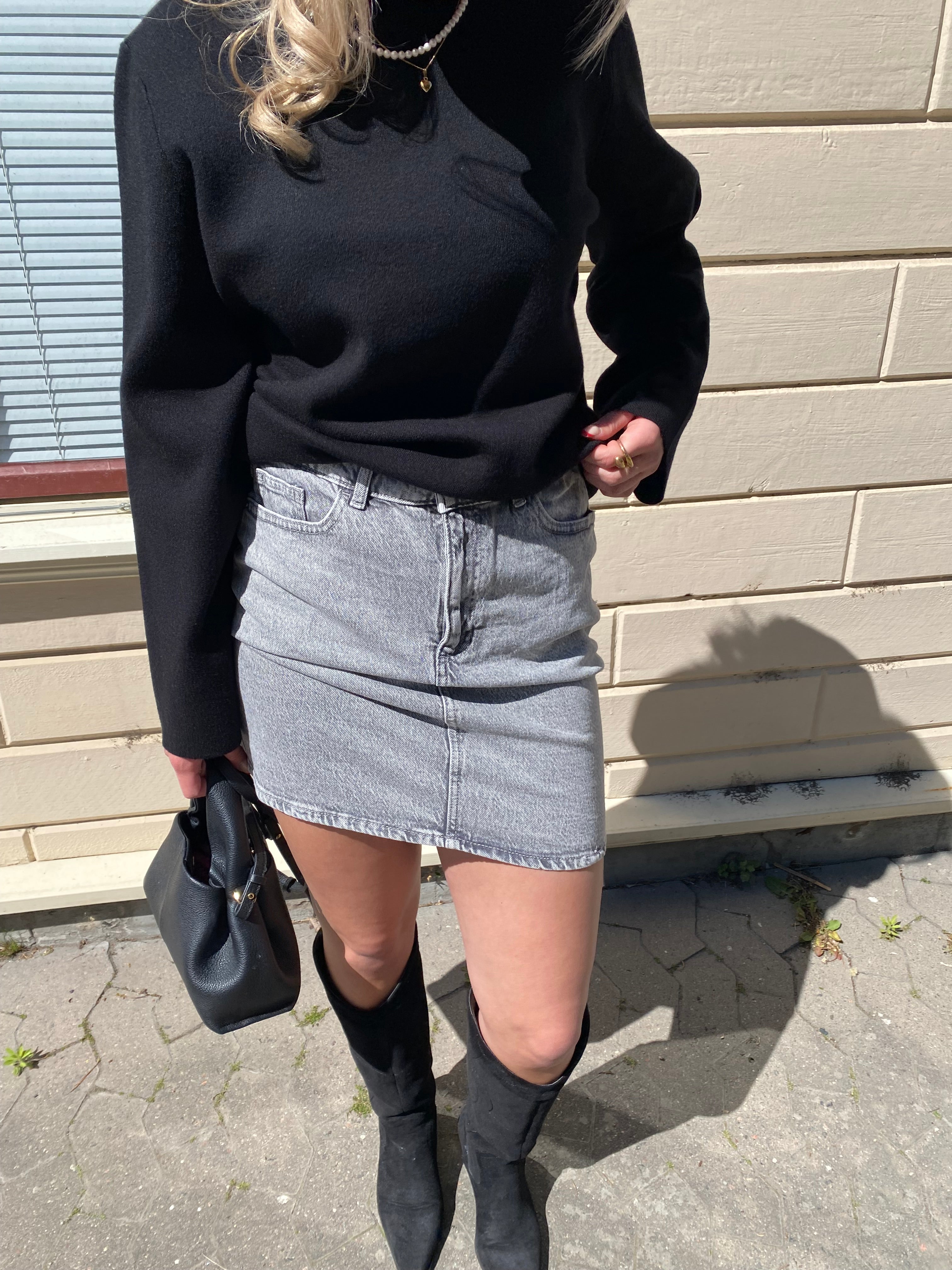 VIKAJA Short Skirt - Light Grey Denim