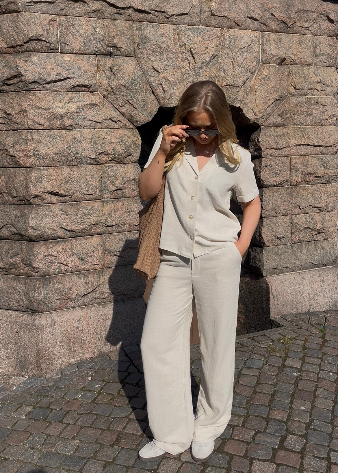 OBJSANNE S/S Shirt - Sandshell