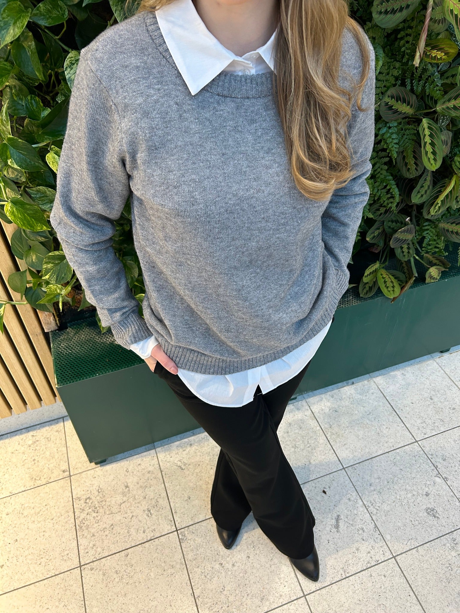 VIRIL Pullover - Medium Grey Melange